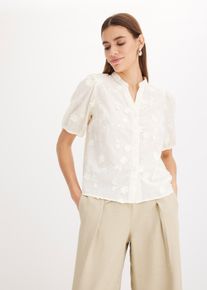 Kort&auml;rmad blus i ren bomull - vit - storlek 34 - bonprix