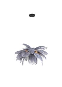Novel H&auml;ngeleuchte , Grau, Schwarz , Metall, Textil , Federn , Blatt , 120 cm , RoHS, CE , Lampen & Leuchten, Innenbeleuchtung, H&auml;ngeleuchten, Pendelleuchten