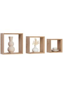CARRYHOME Wandregalset, Eiche Artisan, Holzwerkstoff, 3-teilig, 20-28x20-28x11.8 cm, Bsci, Wohnzimmer, Regale, Wandregale