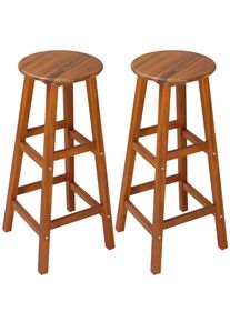 Casaria Taburetes de bar, x2, marrón, madera de acacia