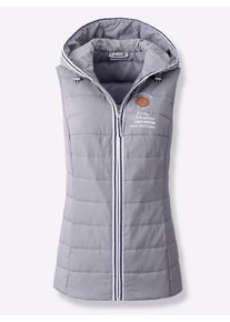 Dames Gilet met capuchon en Adventure-opdruk in steengrijs ,maat 38, WITT, 100% Polyester. Netstof: 100% Polyester. Wattering: 100% Polyester