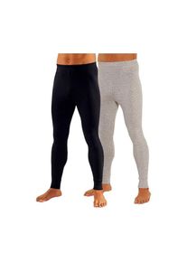 Clipper, Herren, Lange Unterhose Packung, 2 Stk. aus weichem Single Jersey, schwarz, beige-meliert, 2 Stk., 4 -2 Stk., schwarz, beige-meliert, 