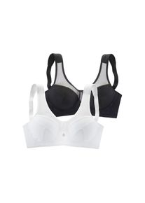 Nuance, Entlastungs-BH Packung, 2 St&uuml;ck, mit modischen Netzeins&auml;tzen, schwarz + wei&szlig;, Entlastungs-BH