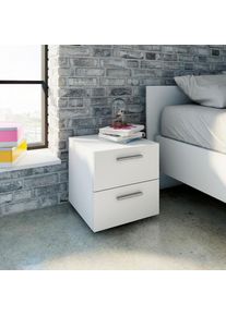 Inosign , Nachtkommode »Pepe, Nachttisch, Nachtschrank, Beistelltisch, « mit 2 Schubläden, Breite 40, Höhe 42 cm , Weiß
