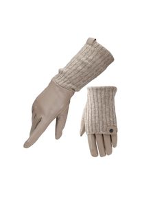 Pearlwood, Damen, Lederhandschuhe &raquo;ROMY&laquo; 1 Paar, Fleecefutter, als Lang-oder Kurzhandschuh zu tragen, Strickb&uuml;ndchen, taupe, taupe, Damenhandschuhe 