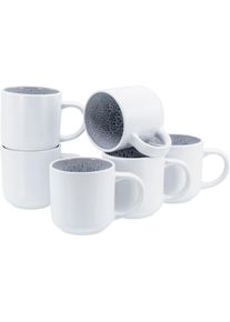 OTTO home , Becher &raquo;modernes 6-teiliges Kaffeebecher-Set Lykk&laquo; hohe Haltbarkeit, sp&uuml;lmaschinen- & mikrowellengeeignet, Reaktivglasur , wei&szlig;/stone
