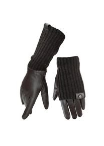 Pearlwood, Damen, Lederhandschuhe &raquo;ROMY&laquo; 1 Paar, Fleecefutter, als Lang-oder Kurzhandschuh zu tragen, Strickb&uuml;ndchen, darkbrown, darkbrown, 
