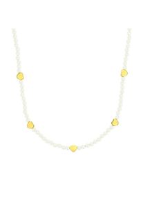 Amor , Damen,Jugendliche , Perlenkette »Herzen« mit Glasperle , gelbgoldfarben-weiß , Damen Kette mit Anhänger mit Herz-Motiv von Amor