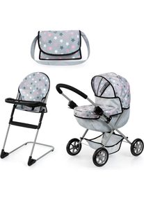 BAYER , Puppenwagen »Cosy Set, grau« mit Puppenhochstuhl und Wickeltasche , grau