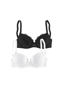 Petite Fleur, Damen, Balconette-BH Packung, 2 St&uuml;ck, mit h&uuml;bscher Spitze, Dessous, wei&szlig;+schwarz, Cup A, 75 -Cup A, wei&szlig;+schwarz, Balconnet-BH im 