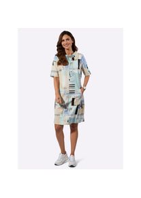 Inspirationen , Damen , Sweatkleid »Shirtkleid« , bleu-sand-gemustert , Normalgrößen , 50 -Normalgrößen , 50 , figurschmeichelnder Schnitt
