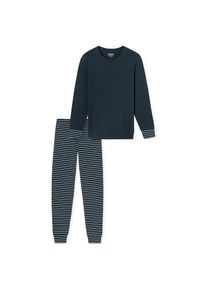 uncover by Schiesser, Damen, Schlafanzug &raquo;Uncover Nightwear&laquo; 2 tlg. Rundhalsausschnitt, Pure Cotton, Streifen, Single Jersey, Langarm, 835-Blau, 50, 