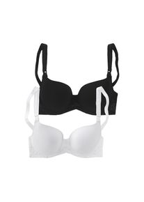 Petite Fleur, Damen, Still-BH Packung, 2 St&uuml;ck, mit eingearbeiteten Schalen und wattierten Tr&auml;gern, wei&szlig;+schwarz, Cup F, 75 -Cup F, wei&szlig;+schwarz, 