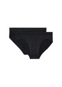 HOM, Damen, Slip &raquo;Neels&laquo; 2er Pack, horizontaler Eingriff, weich, elastisch, Black/Black print, S, Black/Black print, Herrenunterhose von HOM