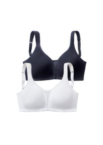 Nuance, Entlastungs-BH Packung, 2 St&uuml;ck, ohne B&uuml;gel aus weicher Baumwolle, mit h&uuml;bschem Spitzeneinsatz, schwarz+wei&szlig;, Entlastungs-BH