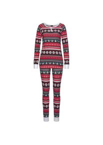 Lascana, Damen, Pyjama 2 tlg. mit weihnachtlichem Muster, rot-gr&uuml;n, 48/50, rot-gr&uuml;n, Zweiteiliger Pyjama mit Christmas-Alloverprint