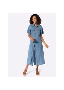 Casual Looks , Damen , Jeanskleid »Jeans-Kleid« Brusttasche , blue-bleached , Normalgrößen , 42 -Normalgrößen , 42 , reine Baumwolle