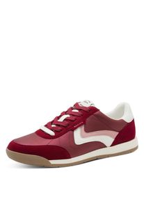 Tamaris , Damen , Sneaker , Freizeitschuh, Halbschuh, Schnürschuh, weich gepolsterter Schaftrand , rot , 36 , 36 , Keilsneaker mit farbigen...