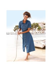 Casual Looks , Damen , Jeanskleid »Jeans-Kleid« Brusttasche , blue-stone-washed , Kurzgrößen , 22 -Kurzgrößen , 22 , reine Baumwolle