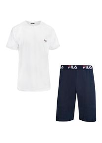Fila, Herren, Schlafanzug &raquo;MAN JERSEY PYJAMAS&laquo; 2-tlg., 2 tlg. Hose mit elastischem Logobund und Kurzarmshirt, white/blue, XL, white/blue, Herren 