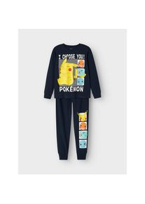name it, Herren, Pyjama &raquo;NKMABEL POKEMON LS NIGHSET NOOS SKY&laquo; Set, 2 tlg. mit tollen Druckmotiven, Navy Blazer (blank), 134/140, Navy Blazer (blank), 