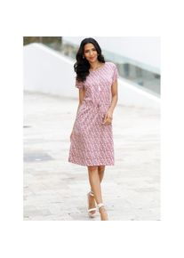 Classic Basics , Damen , Shirtkleid »Jersey-Kleid« , mauve-ecru-bedruckt , Normalgrößen , 44 -Normalgrößen , 44 , Tunnelzug und Bindeband auf...