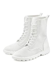 Lascana, Damen, Stiefelette zum Schn&uuml;ren mit modischen Cut-Outs, Stiefel, Boots, High-Sneaker, wei&szlig;, 38, wei&szlig;, Sommerstiefelette mit kleinen Cut-Outs