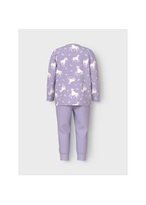 name it, Herren, Schlafanzug &raquo;NMFNIGHTSET PASTEL LILAC HORSE NOOS&laquo; Set, 2 tlg. mit tollem Pferde-Alloverprint im Oberteil, Pastel Lilac, 98 (104), 
