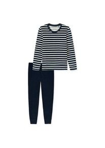 Schiesser, Damen, Schlafanzug &raquo;Casual Essentials&laquo; 2 tlg. w&auml;rmende Frottee-Qualit&auml;t, Rundhalsausschnitt, lang&auml;rmelig, nachtblau, 38, nachtblau, Damen 