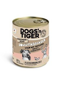 Voordeelpakket: 12x800g Dogs'n Tiger snackmenu voor honden wild met gevogelte, peer, gierst en eetkastanje hondenvoer nat