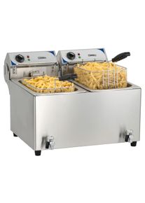 Casselin Friteuse &eacute;lectrique avec vanne de vidange 2 x 10 litres | Professionnel | HoReCa | CHR