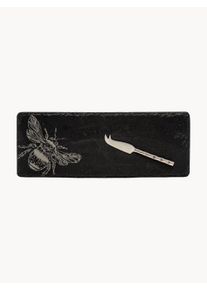 Selbrae House Tabla de quesos individual con cuchillo Bee, 2 pzas. Gris Metal An 4 x L 11 cm