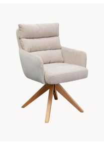 KARE Design Silla giratoria tapizada con patas de roble Bosse Blanco An 59 x Al 89 cm