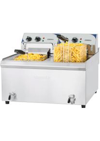 Casselin Friteuse &eacute;lectrique avec vanne de vidange 2 x 10 litres haut rendement | Professionnel | HoReCa | CHR