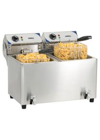 Casselin Friteuse &eacute;lectrique avec vanne de vidange 2 x 7 litres | Professionnel | HoReCa | CHR