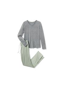 Tchibo - Pyjama mit Webhose - Damen - Gr. XL - weiß/gepunktet