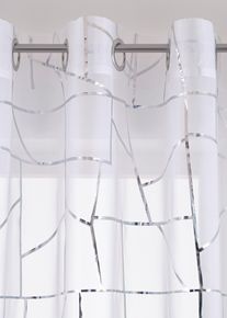 bonprix Perdea cu print lucios (2 buc.), alb, Î/Lă: 245/140 cm