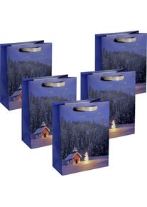 Sigel, Geschenkverpackung, 5 Geschenktaschen Christmas Chapel Large Motiv 26,0 x 33,0 cm (Geschenktüte, 1 x)