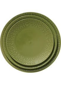 Aida Life in Colour - Confetti - Olive dinner plate w/relief porcelain (13403), Teller, Grün