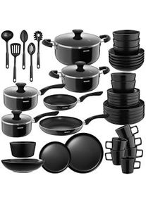 TecTake GmbH tectake Juego de cocina para 6 personas con vajilla, ollas, etc. negro - 406332