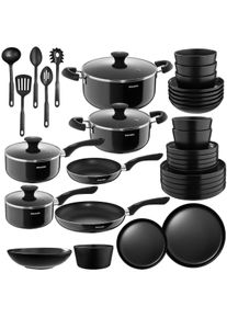 TecTake GmbH tectake Juego de cocina para 6 personas con vajilla, ollas, etc. negro - 406331