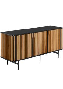 TecTake GmbH tectake Aparador LINEO con aspecto laminado y 3 compartimentos negro/marrón - 405895