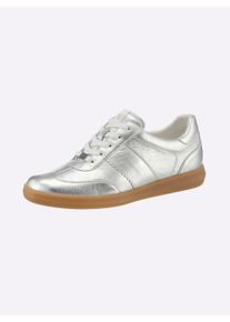 Caprice Dames Sneaker in zilverkleur ,maat 5,5, Witt, 100% Glad leer