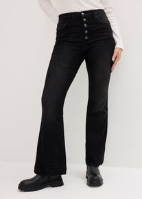 bonprix Dżinsy bootcut, high waist, z wygodnym paskiem, czarny, 44