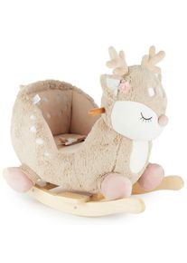 Schaukeltier , Beige , Holz, Metall, Textil , Pinie , 60x52x26.5 cm , Fu&szlig;st&uuml;tzen, Haltegriffe, gepolsterte Sitzfl&auml;che, Gurtsystem , Spielzeug, Schaukeltiere