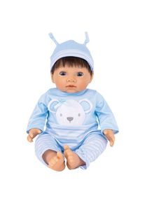 Tiny Treasures Doll with brown hair and blue outfit