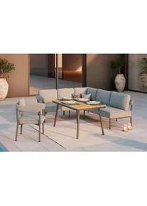 Ambia Garden Loungegarnitur , Anthrazit, Braun, Hellgrau , Metall, Kunststoff, Textil , Füllung: Polyester , L-Form , Rundrohr , 218x188 cm , Gartenmöbel, Loungemöbel, Loungegarnituren