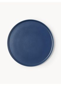 Komplet ręcznie wykonanych talerzy dużych Lowri, 4 elem. Niebieski Ceramika &Oslash; 27 cm | Westwing Collection
