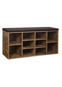 VASAGLE Előszobai cipőtart&oacute; pad p&aacute;rn&aacute;zott &uuml;l&ouml;ke 104x30x48 cm ruszt