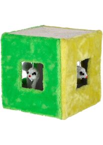 KERBL Pet Sisalspielzeug W&uuml;rfel, gr&uuml;n/gelb, 20x20x20cm